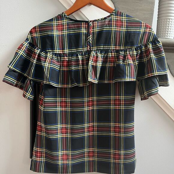J. Crew Edie Top In Stewart Plaid Dark Academia sz 0 EUC - Picture 6 of 7
